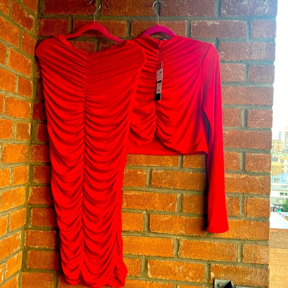 Fashion Nova Wine Dates Two Piece Skirt Set. Size 1x. Color: Red - Picture 1 of 1